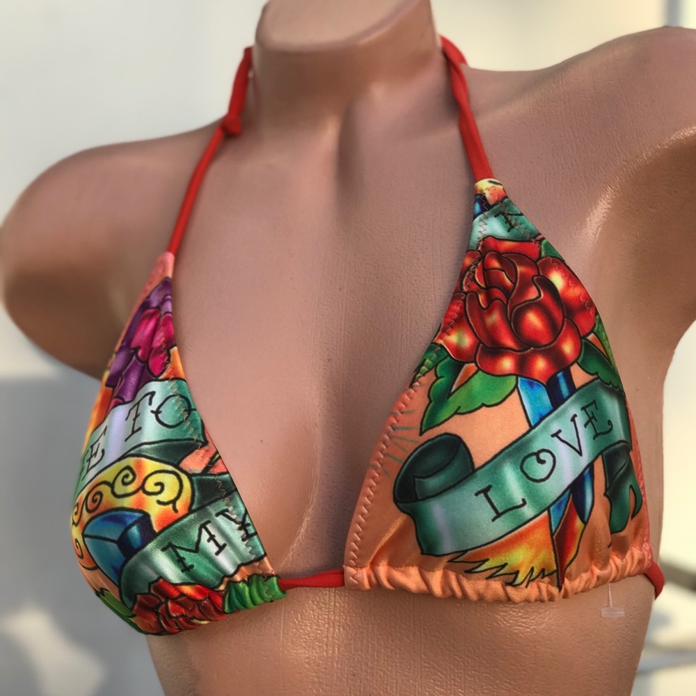 Ed hardy free to love orange bikini Y2K vintage - Picture 7 of 10